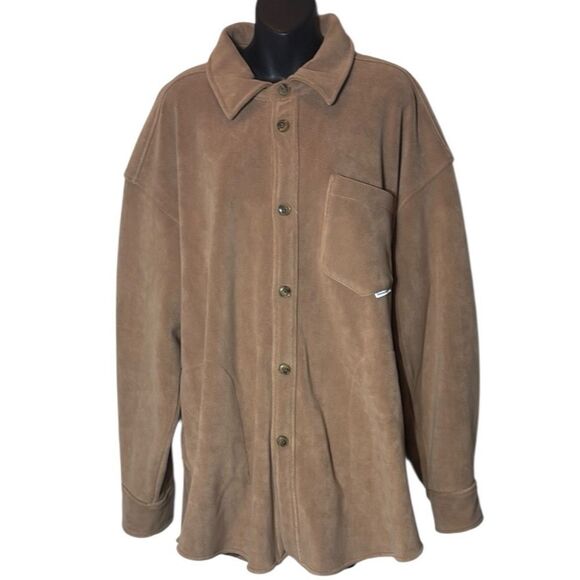 Alexander wang women’s small mid length fleece shacket teddy brown flag tag - Picture 2 of 14